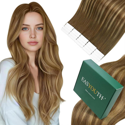 Echthaar Tape Extensions Ombre Blond 45cm