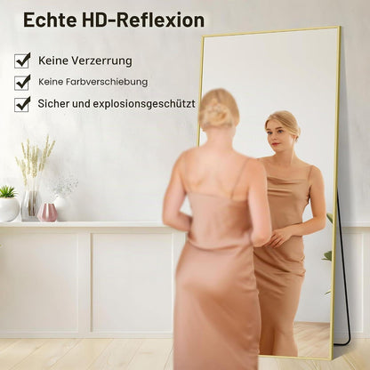 Ganzkörperspiegel 192x85cm mit schwarzem Rahmen – Stehend/Hängend