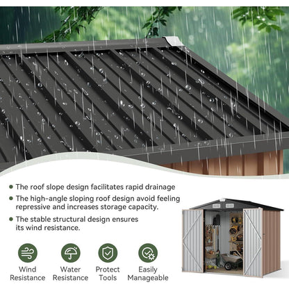 Metall Gerätehaus 200x188x123cm mit Fundamentrahmen Braun