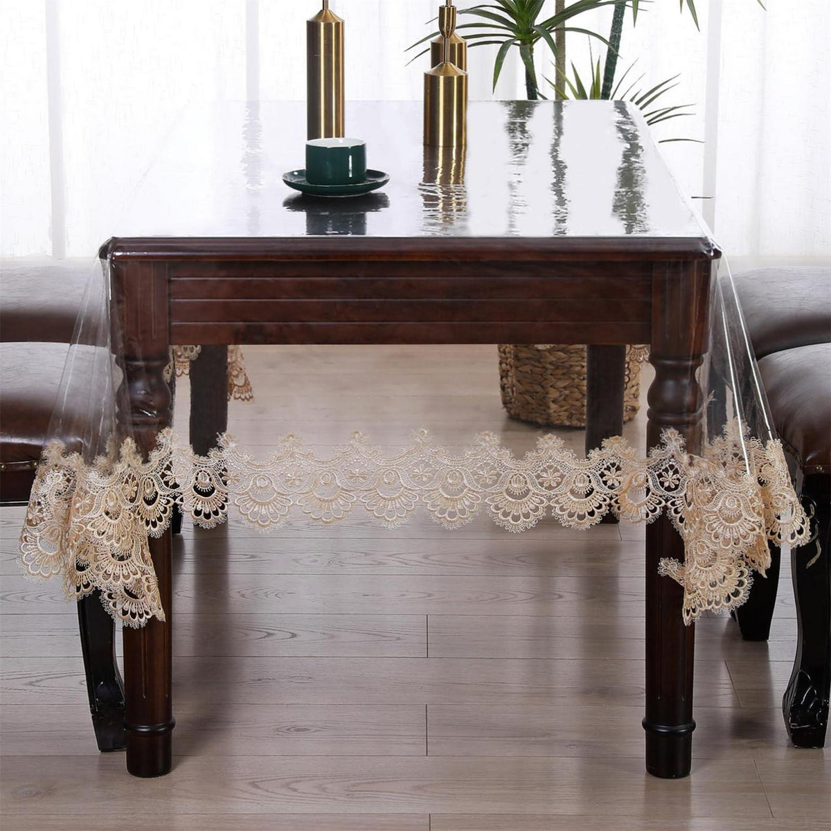 Rechteckige Tischdecke Kunststoff wasserdicht 180x300 cm Khaki Stil 3
