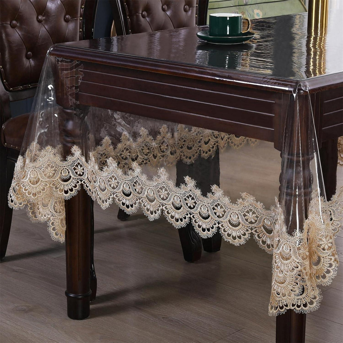 Rechteckige Tischdecke Kunststoff wasserdicht 180x300 cm Khaki Stil 3