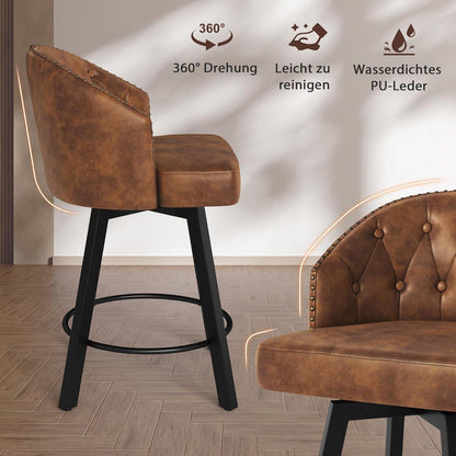 Drehbarer Barhocker 3er Set – Braun, 65cm hoch