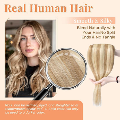 Clip In Haarverlängerung Echthaar 50cm Goldbraun & Blond