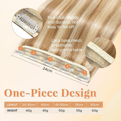 Clip In Haarverlängerung Echthaar 50cm Goldbraun & Blond