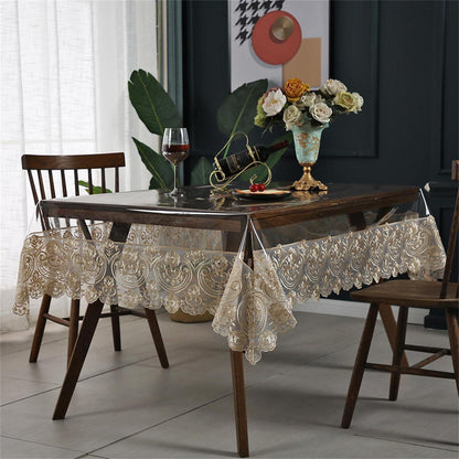 Rechteckige Tischdecke Kunststoff wasserdicht 180x300 cm Khaki