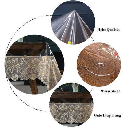 Rechteckige Tischdecke Kunststoff wasserdicht 180x300 cm Khaki