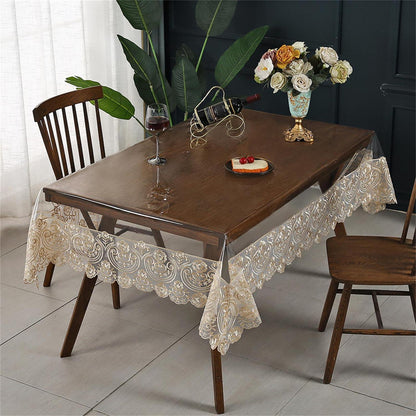 Rechteckige Tischdecke Kunststoff wasserdicht 180x300 cm Khaki
