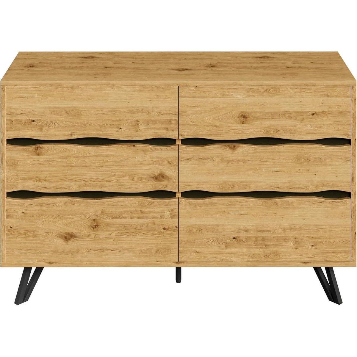 Kommode 6 Schubladen, 120cm, Modernes Sideboard mit Metallfüßen