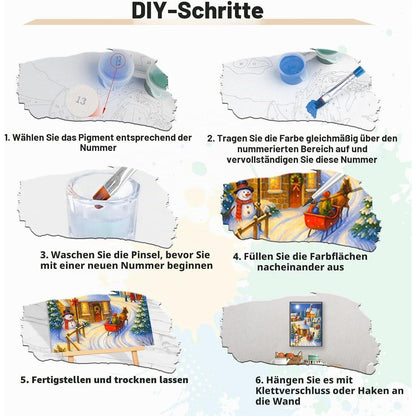 Malen nach Zahlen Weihnachten mit Rahmen – Winterlandschaft DIY