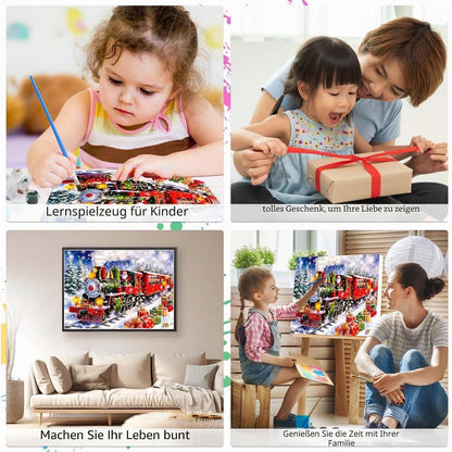 Weihnachten Malen nach Zahlen mit Rahmen – DIY Ölgemälde Set