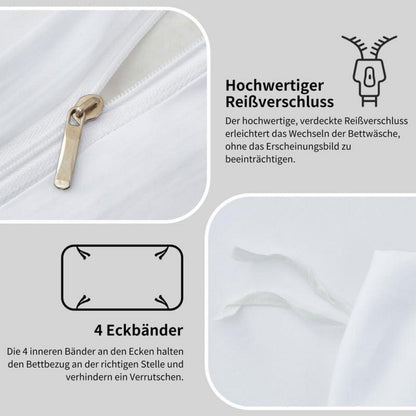 Mako Satin Bettwäsche Set 135x200 Baumwolle Weiß 4tlg.