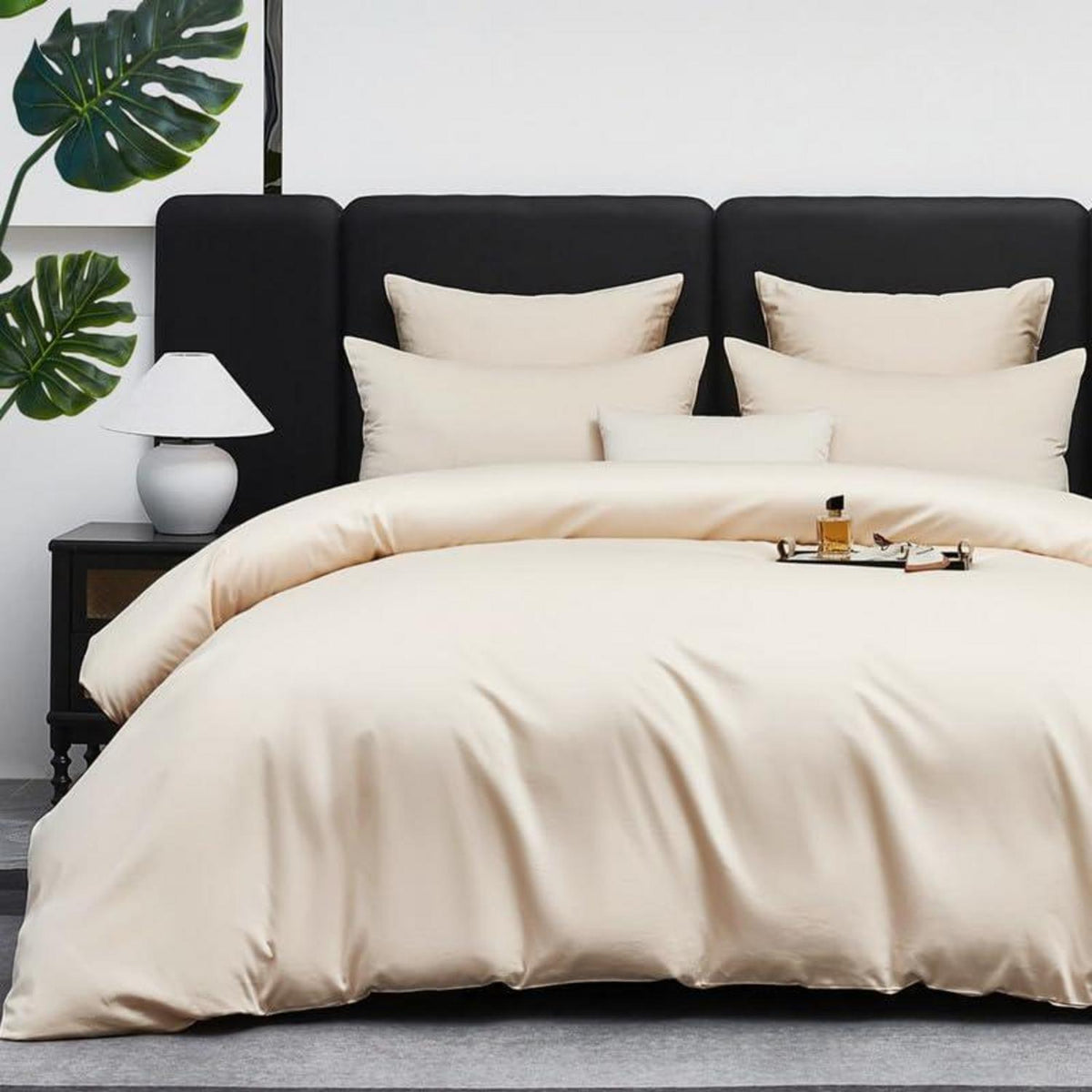 Mako Satin Bettwäsche Set 155x220cm Beige, 3-teilig