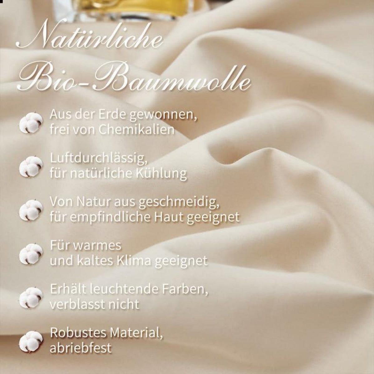 Mako Satin Bettwäsche Set 155x220cm Beige, 3-teilig