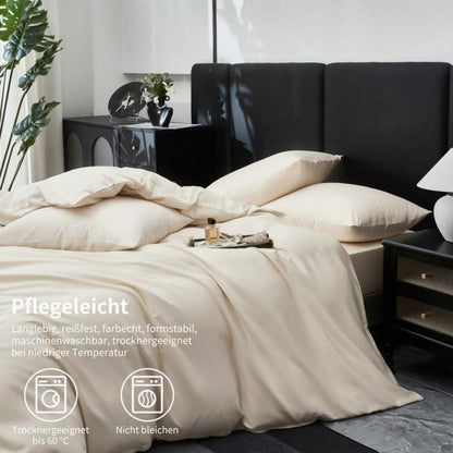 Mako Satin Bettwäsche Set 220x240cm Beige, 3-teilig