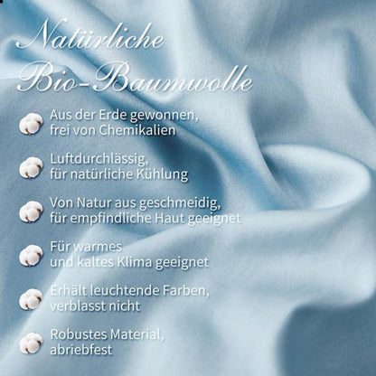 Mako Satin Bettwäsche Set 200x200cm Hellblau 3tlg. Baumwolle