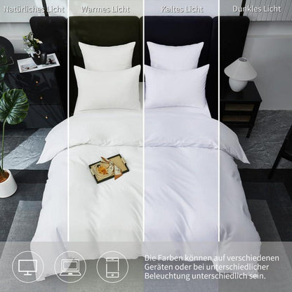 Mako Satin Bettwäsche Set 200x220cm - 3-teilig Weiß