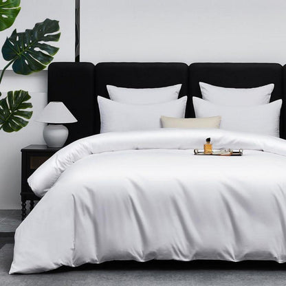 Mako Satin Bettwäsche Set 200x200cm - 3tlg. Baumwolle Weiß