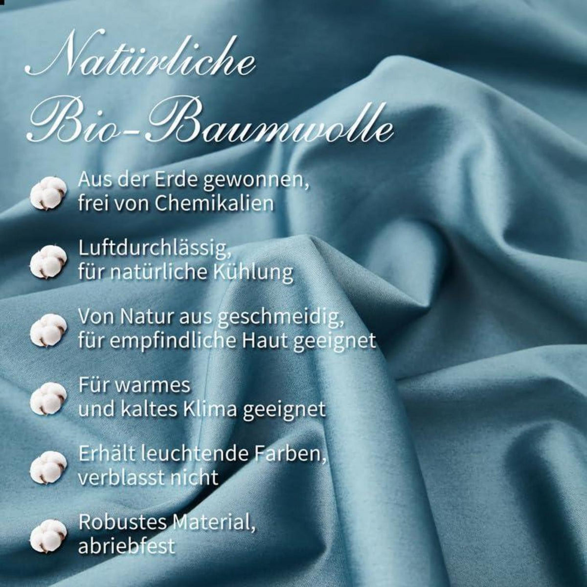 Mako Satin Bettwäsche Set 220x240cm Petrol Blau 3tlg.