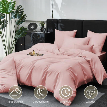 Rosa Mako Satin Bettwäsche Set 155x220cm - 3-teilig