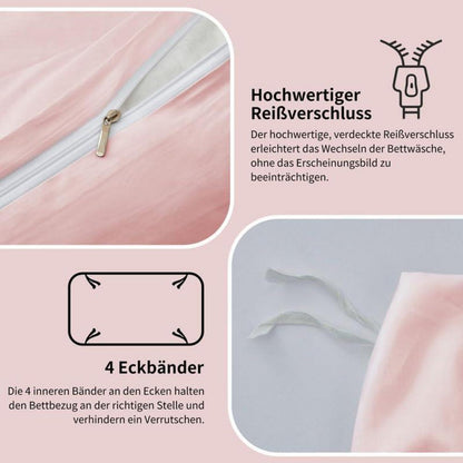 Rosa Mako Satin Bettwäsche Set 155x220cm - 3-teilig