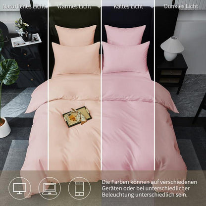 Rosa Mako Satin Bettwäsche Set 155x220cm - 3-teilig