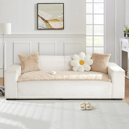 Gestepptes Samt Sofakissen 90x180cm – Hellbraun, Rutschfest