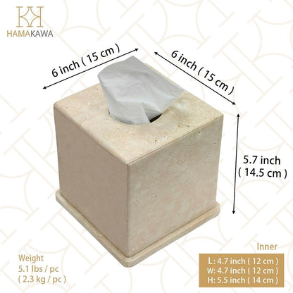 Travertin Taschentuchbox Beige – Quadratische Deko für Zuhause