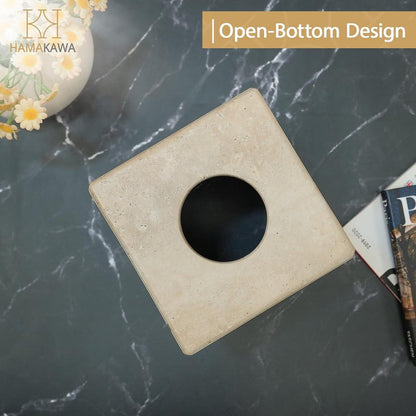 Travertin Taschentuchbox Beige – Quadratische Deko für Zuhause