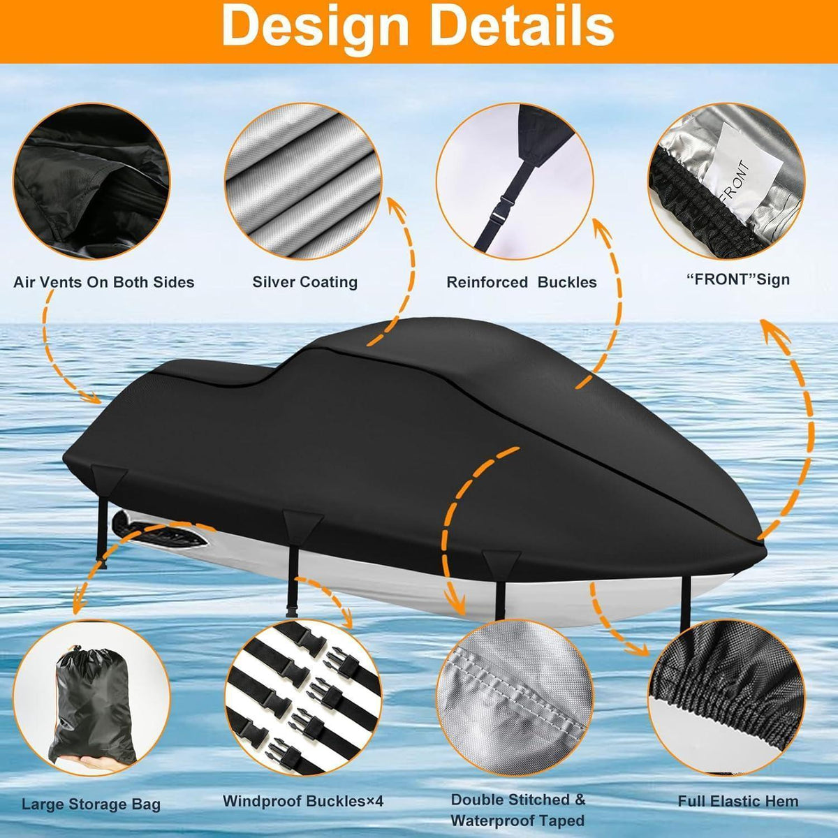 Jet Ski Abdeckplane 900D Wasserdicht für Waverunner & Polaris