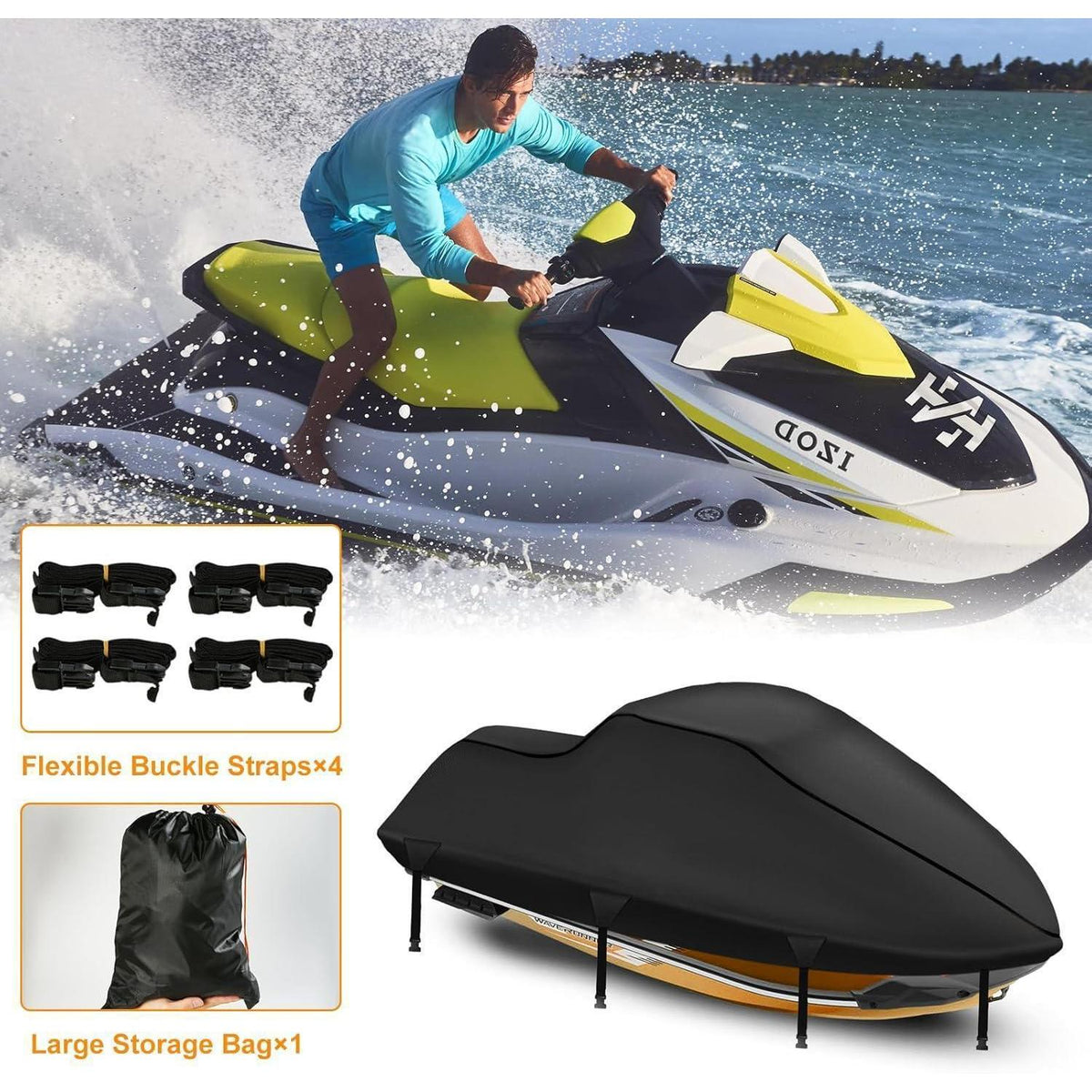 Jet Ski Abdeckplane 900D Wasserdicht für Waverunner & Polaris