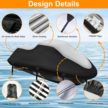 Jet Ski Abdeckplane 900D Wasserdicht mit Belüftung
