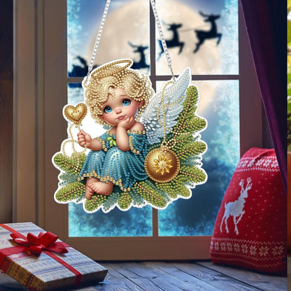 5D Diamond Painting Engel Fensterbild Weihnachten Bastelset