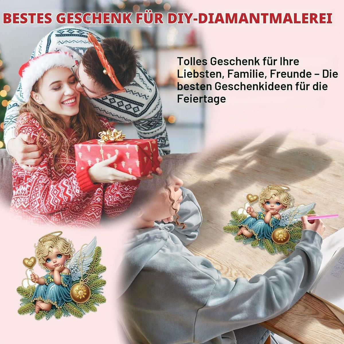 5D Diamond Painting Engel Fensterbild Weihnachten Bastelset