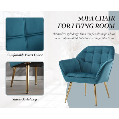 Ya-Home Akzentstuhl Set 2er - Samt Sessel Blau, Komfortabler Lesesessel