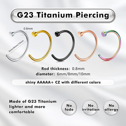 Titan Fake Nasenring Set 18G 8mm Schwarz Gold Silber 3 Stück