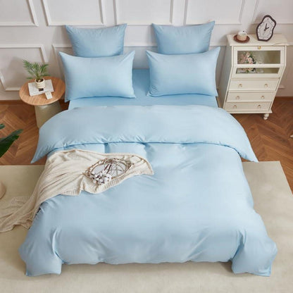 Mako Satin Bettwäsche Set 220x240cm Hellblau Baumwolle