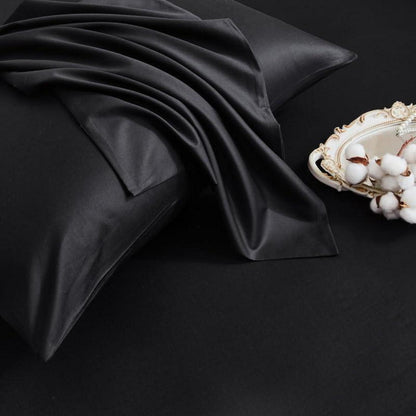 Mako Satin Bettwäsche Set 200x220cm Schwarz 3tlg.
