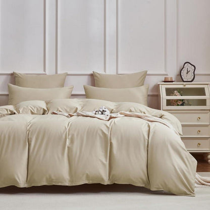 Mako Satin Bettwäsche Set 200x220cm Braun Khaki 3tlg.