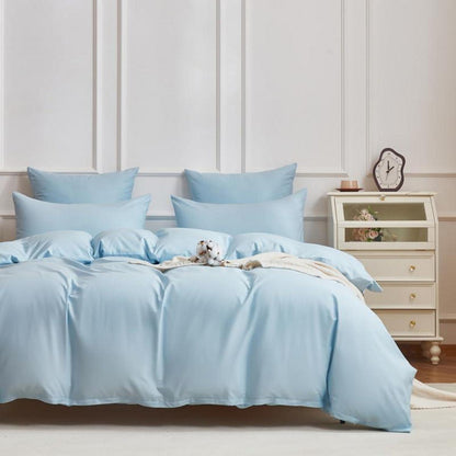 Mako Satin Bettwäsche Set 135x200 cm Hellblau Baumwolle