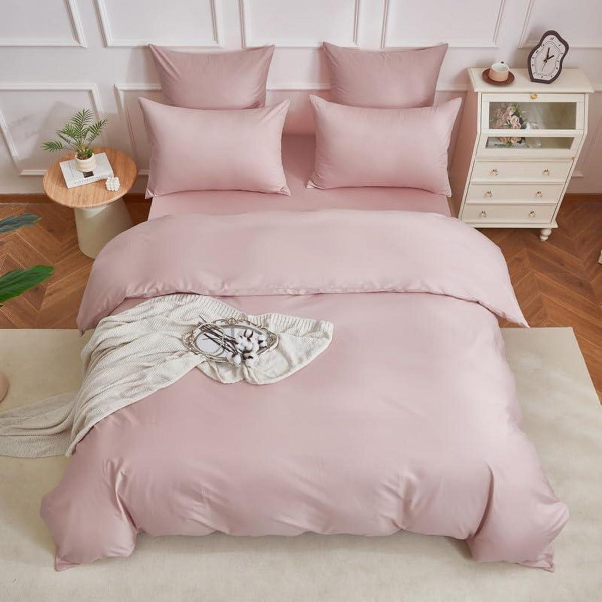 Mako Satin Bettwäsche Set Rosa 135x200cm - 4tlg. Baumwolle