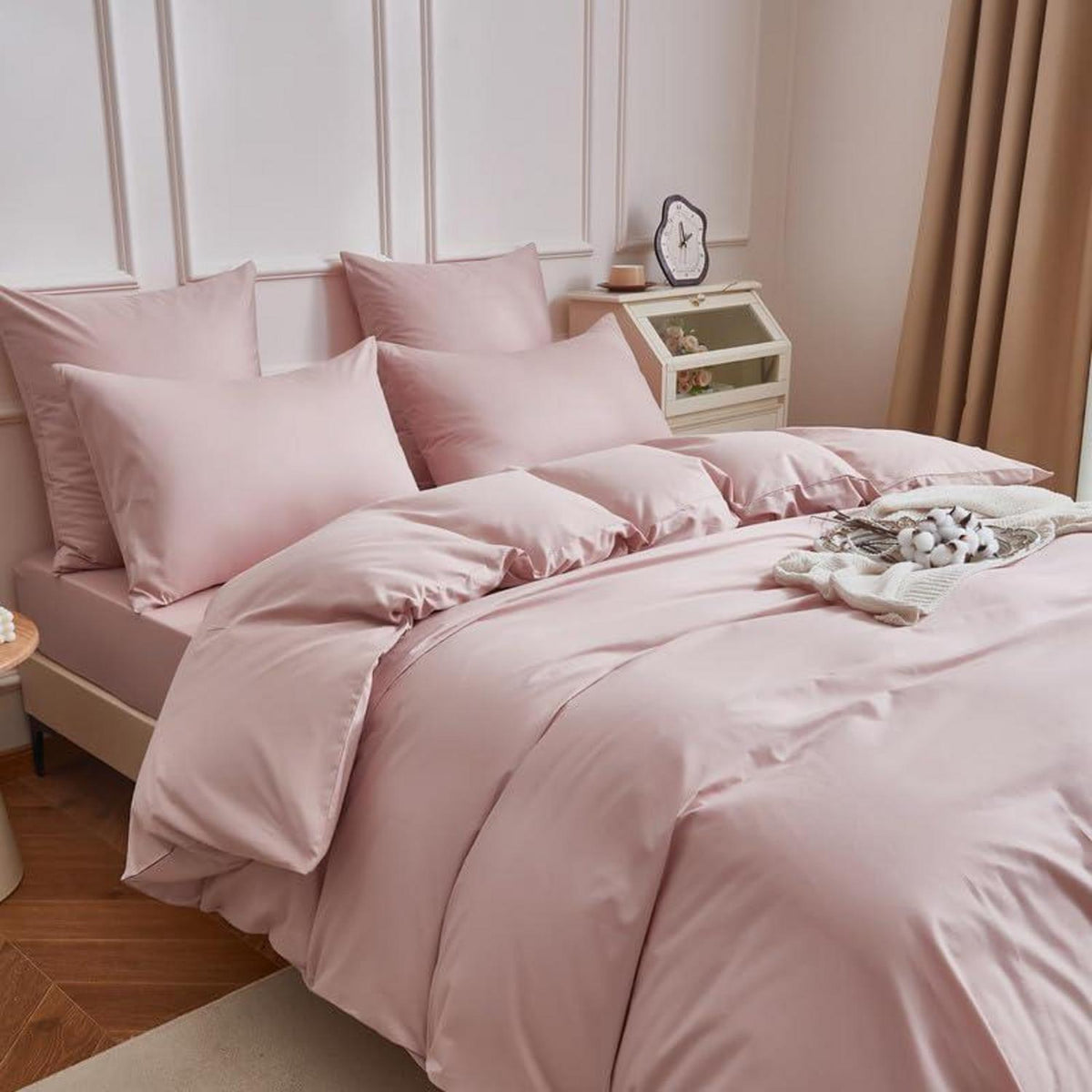 Mako Satin Bettwäsche Set Rosa 135x200cm - 4tlg. Baumwolle