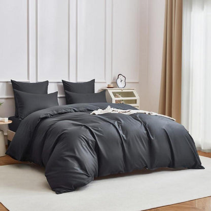 Mako Satin Bettwäsche Set 135x200cm Grau Baumwolle 4tlg.