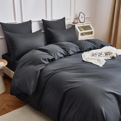 Mako Satin Bettwäsche Set 135x200cm Grau Baumwolle 4tlg.