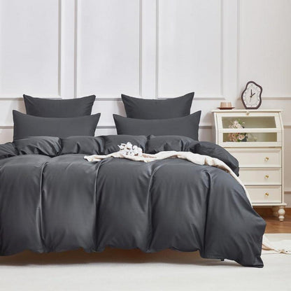 Mako Satin Bettwäsche Set 220x240cm Grau Baumwolle