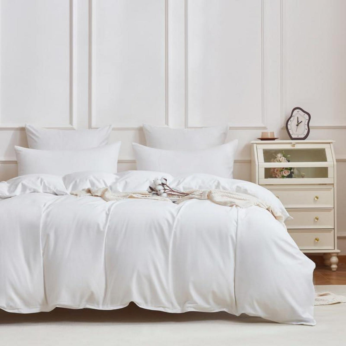 Mako Satin Bettwäsche Set 220x240cm Baumwolle Weiß 3tlg.
