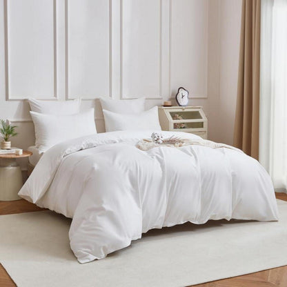 Mako Satin Bettwäsche Set 220x240cm Baumwolle Weiß 3tlg.