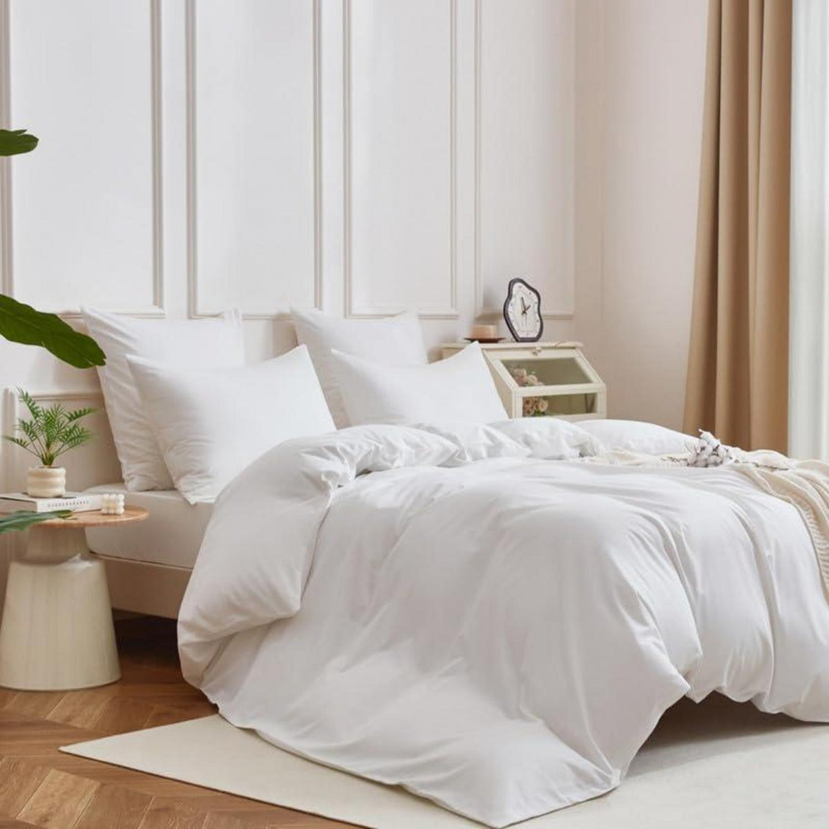 Mako Satin Bettwäsche Set 220x240cm Baumwolle Weiß 3tlg.