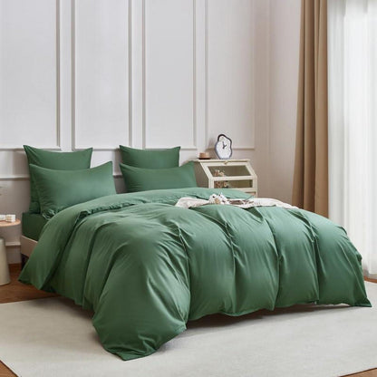 Mako Satin Bettwäsche Set 135x200cm Grün Salbeigrün 4tlg.