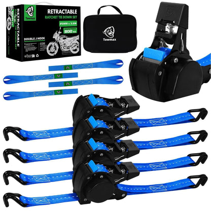 Automatischer Spanngurt-Set 3,6m mit J-Haken – 4er Pack