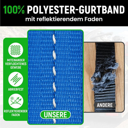 Automatischer Spanngurt-Set 3,6m mit J-Haken – 4er Pack